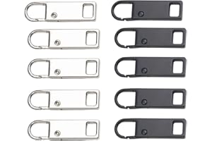 WEDDHUIS 10 Pièces Ganci Per Cerniere Lampo 10 Pièces Ganci Per Cerniere Lamp Cerniera Sostituzione Metallo Linguette In Metallo Per Riparazione Zip,Per Vestiti,Bagagli,Valigia,Zaino