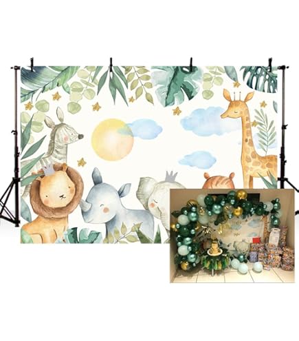 Toile De Fond Woodland Pour Fête Prénatale, Décoration De Fête Prénatale Pour Garçon Et Fille, Grand Tissu Sur Le Thème Des Animaux De La Jungle De