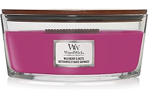Woodwick candela grande profumata con stoppino scoppiettante/Wild Berry & Beets/Durata Fino a 130 Ore