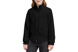 Haloumoning Mädchen Jacke Stehkragen Teddy Fleecejacke Kinder Leicht Sherpa Plüsch Mantel Einfarbig Casual Warm Winterjacke mit Reißverschluss