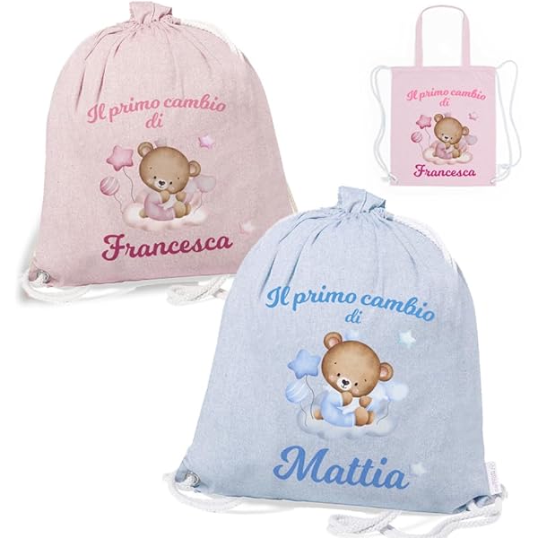 Sacco Nascita Sacco Nascita - Sacchetti Primo Cambio Per Ospedale Per La Nascita Bimbo Con Disegno E Nome Personalizzabile Neo Mamma