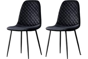 ‎JYMTOM JYMTOM 2er-Set Samt Esszimmerstühle Wohnzimmerstuhl mit Rückenlehne Sessel Scandinavian Vintage Gitter-Design Esstischstuhl aus Samt mit Metallbeine (2, schwarz)