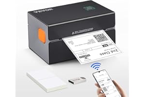 VEVOR Stampante Termica Bluetooth, Stampante per Etichette Edesive 4x6, Etichettatrice Termica Compatibile a Windows/MAC OS/Linux/Chromebook, Supporta DHL, USPS, FedEx, Shopify, Ebay, Amazon ecc.