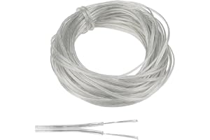 JPGhaha 20 Metros Cable Eléctrico Transparente de PVC Flexible de 2 Núcleos Alambre de Iluminación de Cobre 28 AWG 0,08 mm² Cortable Anti Oxidation Resistencia a la Temperatura Cables de Extensión