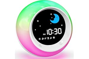FiveHome Reveil Enfant, Lune et Soleil Entraîneur de Sommeil pour Enfants avec Veilleuse, Machine Sonore, Minuterie de Sommeil (2025 Version)