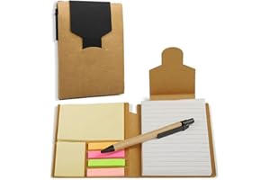 FEDEMAN Quaderno appunti tascabile, Blocco appunti con Penna, Quaderni piccoli, Organizer, Cancelleria ,Quadernino appunti con risma fogli a righe. Taccuino, Block Notes ,Accessori per Università. Agenda