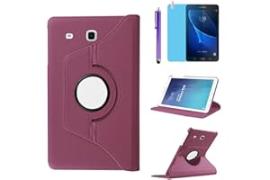 R.SHENGTE Étui Housse Coque pour Samsung Galaxy Tab A 7.0 Pouces 2016 (SM-T280 SM-T285) - 360 degrés Rotation Full Protection Kickstand Case Cover,avec Un Stylo,Écran Film (Purple)
