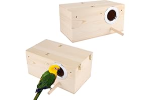 HAPIVIDA Sittich Nistkasten 34 x 19,5 x 17 cm Natürliche Vogel Zuchtbox Holz Haustier Zuchtbox Käfig Vogelhaus Papageien Paarungsbox mit Ständer für Fink, Kanarienvogel, Sperling