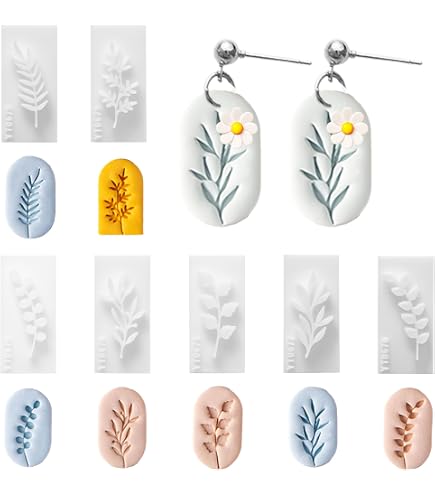 MBAIYO Lehm-Stempel-Set – 7 Botanische Formen Aus PLA, Für Polymer-Ton, DIY Schmuck & Basteln