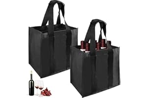 VICBOU 2 Pezzi Borsa per Bottiglie tessuto non tessuto,Borsa Portabottiglie Vino tessuto non tessuto, Borsa Portabottiglie,Viene Fornito con Maniglie,Adatto per Feste,Picnic e Shopping (nero)