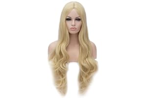 CoastaCloud LOLITA 30" Parrucca Da Donna Capelli Lunghi Mossi Ricci Per Travestimento Cosplay Oro Chiaro