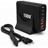 Orret Home 150W GaN Hızlı Şarj İstasyonu, 6 Portlu Masa&uuml;st&uuml; Şarj Aleti, 3 USB-C Type-C ve 3 USB-A Girişli &Ccedil;oklu Adapt&ouml;r, Tele