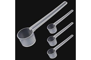DEEPTON 4 Stück Messlöffel, Dosierlöffel Transparent mit Skala 2g, 3g, 4g, 5g Waagen, Messlöffel Gramm, Scoop 5g, Dosier-Löffel 5g für Backen Kochen Kaffee Waschpulver Proteinpulver Creatin
