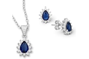 PANDA-JEWELLERY Parure di gioielli in argento Sterling 925 con cristalli – gocce – molti colori – orecchini da donna – collana con ciondolo – gioielli da donna con confezione regalo