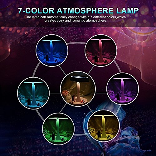 LED kosmetikspiegel,tpfocus USB wiederaufladbar makeup spiegel mit 7 Farben,3 in 1 Touch-Schalter Tischspiegel beleuchtet 180 Grad drehbar Schminkspiegel als Tischlampe&Kosmetiksaufbewahrung - 5