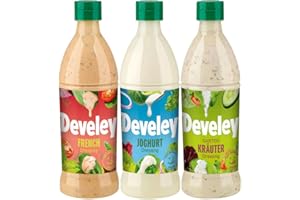‎DEVELEY Develey - Dressings-Set 3x500 ml Squeeze-Flaschen im Bundle - Bundle bestehend aus Gartenkräuter, Joghurt, French Dressings - Vegetarisch - Perfekt für Salat und Gemüse