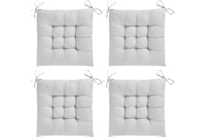 AOSCTELF Seat Pads for Dining Chairs Set of 4, Comfortable 38 x 38cm Chair Cushions with Ties, Dinning Chair Cushions Pad for Dinning Room Kitchen Garden Office Patio - Grey