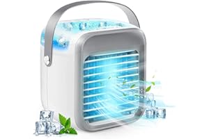 ASSCA Portable Personal Air Cooler 3 in 1 Air Conditioner, Compact Evaporative Cooler Air Humidifier, 3 Wind Speed Desktop Air Conditioner Fan, Suitable for Home/Office
