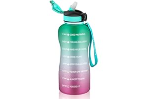 MYFOREST Water Bottle, Large Spout for Gulp/Removable Straw for Sip, Anti-Scratch Time Marker for Motivational Hydration, Drop-Resistant/BPA-free