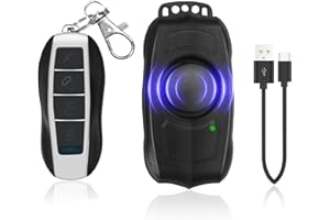 EBUYFIRE Allarme per bicicletta con telecomando, ricaricabile via USB, allarme impermeabile antifurto con sensore di movimento a vibrazione, allarme per bicicletta, scooter elettrico e moto, suono forte 120dB