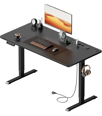 Scrivania Regolabile Elettrica JUMMICO - Base Con USB, Vaschetta Cavi E Ruote - Nero - Foto 6