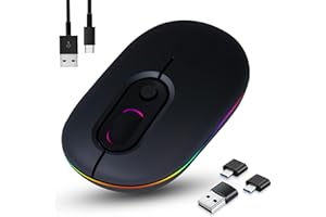 ZAIBIER Rechargeable Wireless Mouse For Laptop Bluetooth, 2.4Ghz Laptop Mouse With 2 USB A To USB C Adapters USB Mouse 3 Buttons 800-1600 Dpi Noiseless Wireless Laptop Mouse Computer Accessories