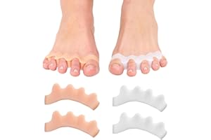 AUXHCYL Écarteur d'orteils Hallux Valgus, 2 paires d'écarteurs en gel pour la correction du Hallux Valgus, adapté aux hommes et aux femmes, blanc et couleur chair