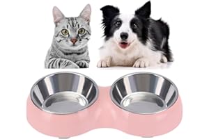 Cuenco 2 en 1 para perros de CAMITER, comedero de agua y comida para cachorros de acero inoxidable, cuenco multifuncional para comida para mascotas, cuencos para perros y gatos