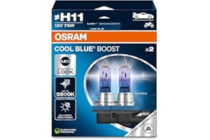 OSRAM COOL BLUE® BOOST, H11, halogen headlight lamps, up to 5500K, Hanging folding box (2 lamps), offroad use only