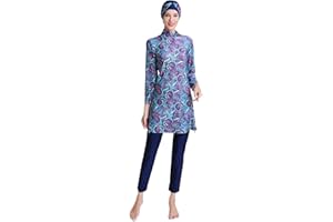 MEECAA Muslim Swimming Suits for Women Plus Size Swimsuits with Hijab Islamic Suits Burkini Modest Swimwear Flower Print