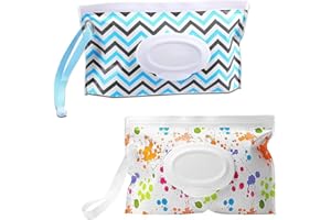 NAZEAUF Wet Wipes Bag for Babies - 2pcs Reusable Wet Wipe Bags - Wet Wipes Bag for On The Go,Baby Wet Wipe Pouch - Portable Wet Wipe Bag,Baby Wet Wipe Pouch,Reusable Wet Wipe Pouch (blue+colour)