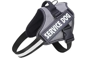 Belababy Soft No Pull Dog Harness X Small, Adjustable Assistance Service Dog Vest with Safety Buckle, Reflective Breathable Outdoor Training Dog Harness（Gray）