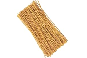 QIKAARA 100pcs Glitter Gold Pipe Cleaners, 30cm x 6mm long Craft Pipe Cleaner, Pipe Cleaners Chenille Stems, Pipe Cleaner Chenille Wire Bending Plush, Cleaner Strips for DIY, Arts, Crafts Project, Decoration