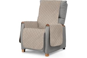 TEXTIL-HOME Textilhome Funda Sofá Circus - 1 Plaza - Cubre Sillón Relax Reclinable y Orejero Reversible | Protector Acolchado, Lavable y Resistente contra Manchas, Arañazos y Desgaste – Color Beige