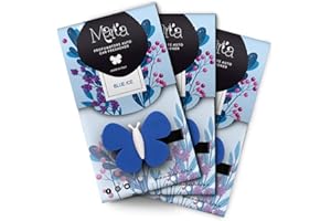 Marta La Farfalla Blu Ice Tris Deodorante Auto: Fresco Profumo Mela e Patchouli Profumatore Diffusore per Macchina - Set 3 Pezzi