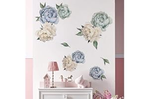 decalmile Pegatinas de Pared Flores Peonía Vinilos Decorativos Romántico Adhesivos Pared Habitación Niña Dormitorio Salón