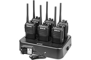 Retevis RT21 Walkie Talkie Long Range, Rechargeable 2 Way Radio for Adults with 6 Way Socket, 1100mAh, VOX, Squelch, Professional Rugged Walkie Talkies for Security, School (Black, 6Pcs)