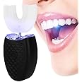 U-Shaped Adult Toothbrush,t Electric Sonic Toothbrush Automatic Cleaning Toothbrush Oral Care Tool with Food Grade Silicone Brush Head(Black)