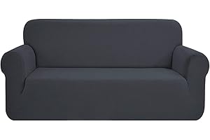 SAMSTEX Stylish Sofa Covers 4 Seater High Stretch 4 Seater Sofa Cover 1-Piece Sofa Slipcovers Thick Soft Sofa Protector Machine Washable Non-Slip Couch Covers (4 Seater, Grey)