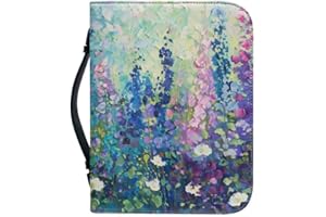 Kuiaobaty Étui de protection pour livre de peinture à fleurs sauvages avec poignée, sac de protection pour livre floral de peinture à l'huile avec poches pour stylos, pochette de bible