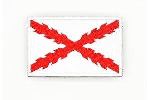 MateyCo Parche con Velcro Bandera Cruz de Borgoña bordada oficial 8 cm x 5 cm para Mochila, Chaleco, Gorras. Parche para Ropa Militar y Motera