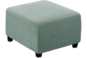 Meigeh Fundas para Taburetes Fundas Puf Cuadrada Funda de Reposapiés de Sofá Funda Otomana Verde Frijol