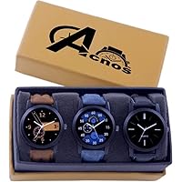 Acnos Analogue Men's Watch (Pack of 3) (Multicolored Dial Multicolored Colored Strap)