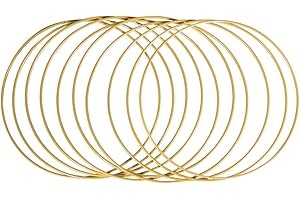 Rayher Metallringe,15 cm ø, gold beschichtet, Stärke ca. 3 mm, Drahtringe zum Basteln, für Wickeltechnik, Traumfänger, Floristik, Hochzeitskranz, Hoops, 25217616, 10 Stück (1er Pack)