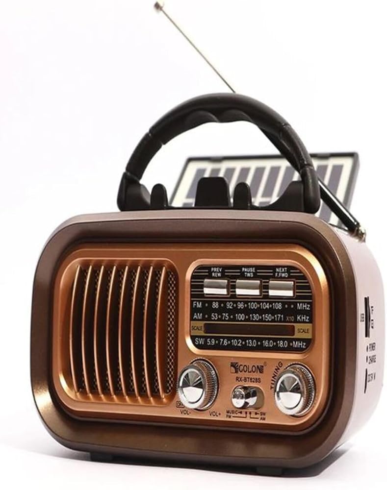 Ultratekno Nostaljik Görünümlü Solar Panelden Şarj Olabilen Telefon Standlı FM Radyo Bluetooth Hoparlör