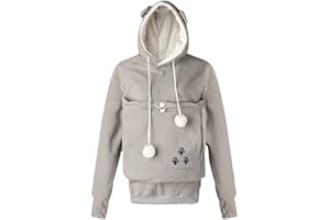 Ladyjiao Womens Fleece Hoodies Pet Holder Cat Dog Kangaroo Pouch Carriers Pullover Hooded Sweatshirt