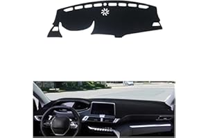 TFKKAW Couverture Tableau Bord Tapis pour Peugeot 3008 5008 2017 2018 2019 Accessoires Tableau Bord Voiture Éviter Coussin Lumière Plate-Forme D'instrument Couverture Bureau Tapis Tapis(LHD Black Side)