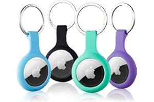 ThingsBag AirTag Funda Llavero Porta, 4 Piezas Air Tag Soporte Cubierta Protectora Compatible con Apple GPS Localizador, Silicona iTag Item Finder Carcasa Protector Ligero Organizador Accesorios