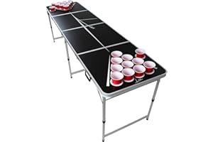 BEERCUP-CLASSICS Beercup Beer Pong Table pour jeux de fête, table de pong à bière, table de bière, table de pong à bière avec porte-gobelet Redcups, table de jeu robuste, table de jeu de Beerpong, table de jeu de