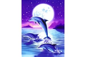 SANHOOII 40x30cm 5D Diamond Painting Kits para principiantes Arte, Kit de pintura, manualidades, bordado de estrás, animales marinos, lienzo, decoración de pared, pegatinas, decoración del hogar (dolfina)